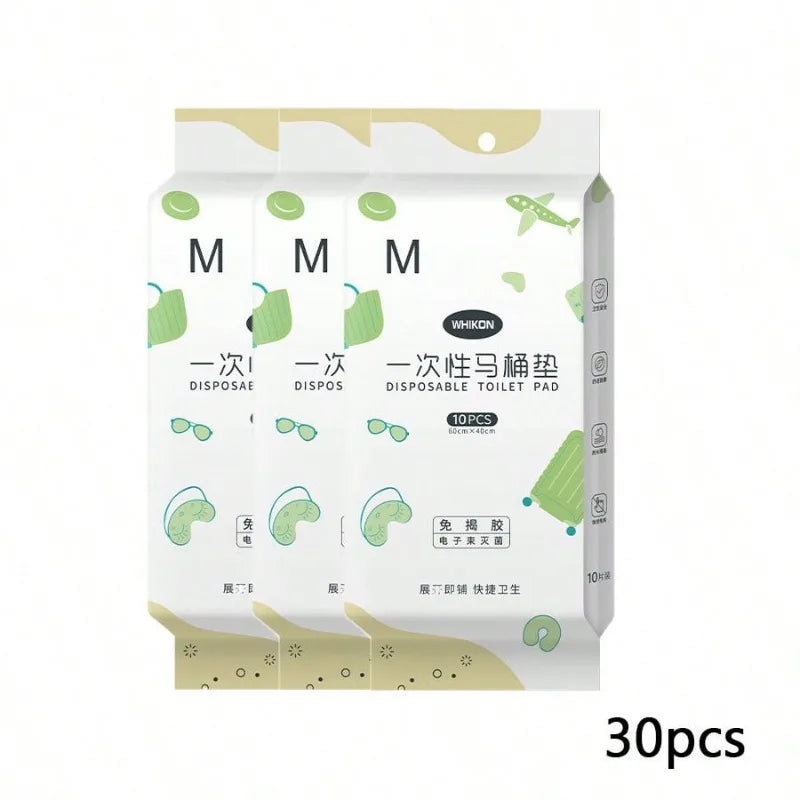 Pack of 30 disposable toilet seat covers or hygiene liners for travel