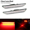 Two clear lens red LED side marker lights for a 2015-2023 Ford Mustang.
