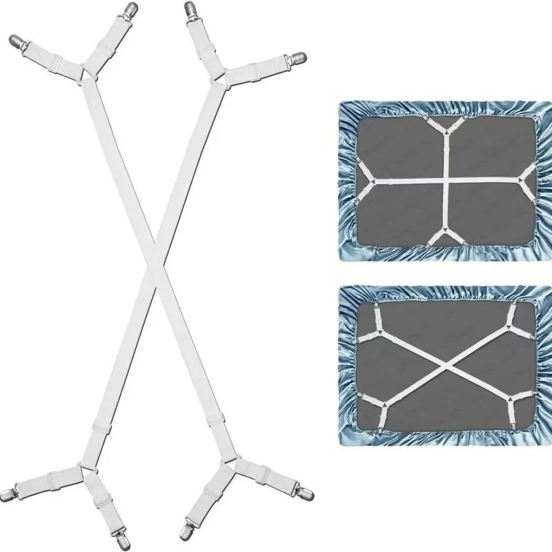 Adjustable Bed Sheet Holder Straps with Non-Slip Clips
