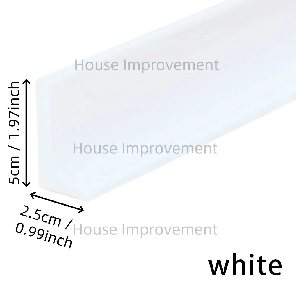 White flexible silicone shower threshold water dam used for bathroom dry-wet separation.