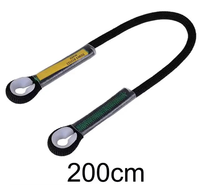 Black nylon cord loop sling with yellow and green accents, measuring 200cm.