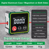 Digital aluminum angle gauge with magnetic suction and LCD display showing 0.00 degrees.