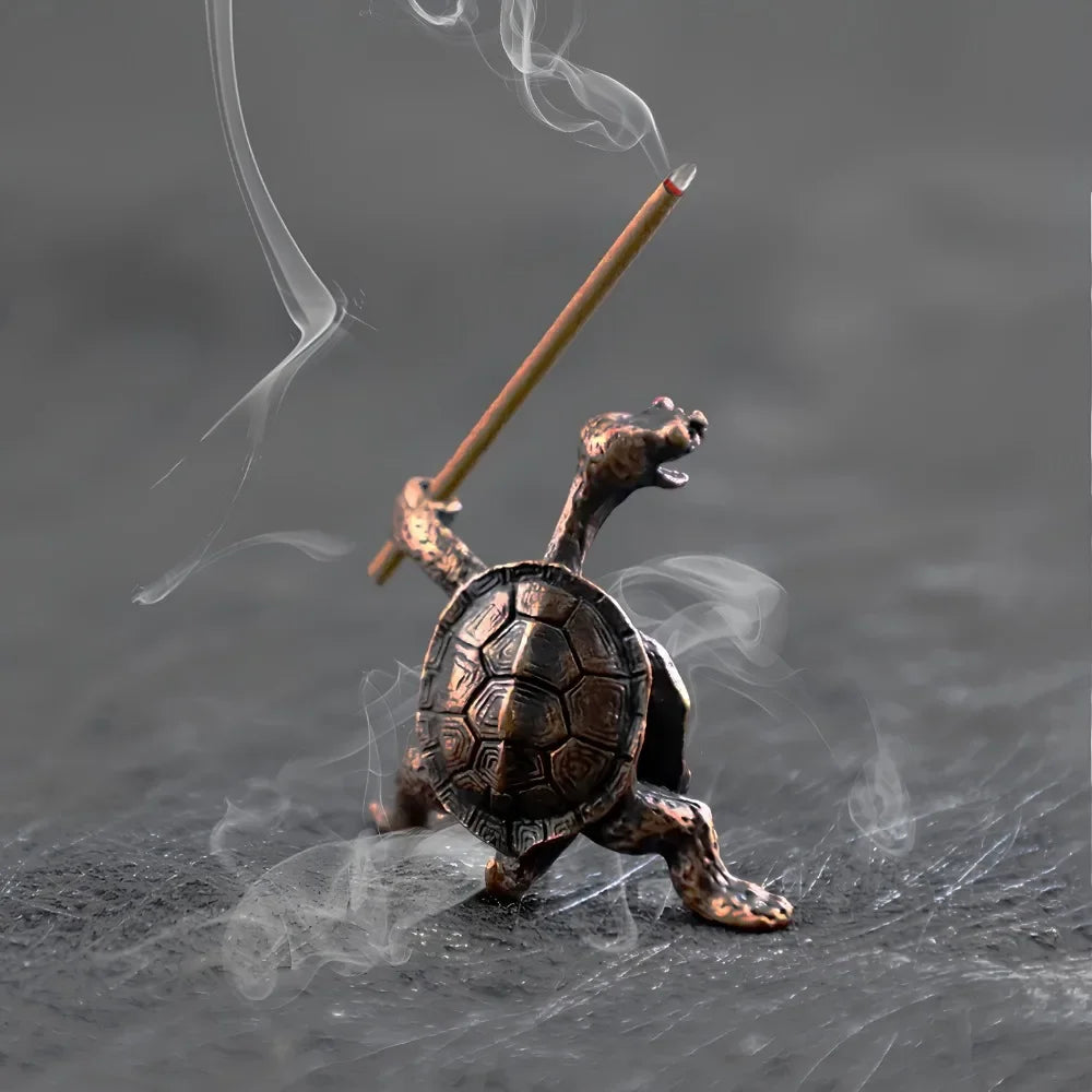 Antique Metal Turtle Incense Holder – Decorative Candle & Stick Holder