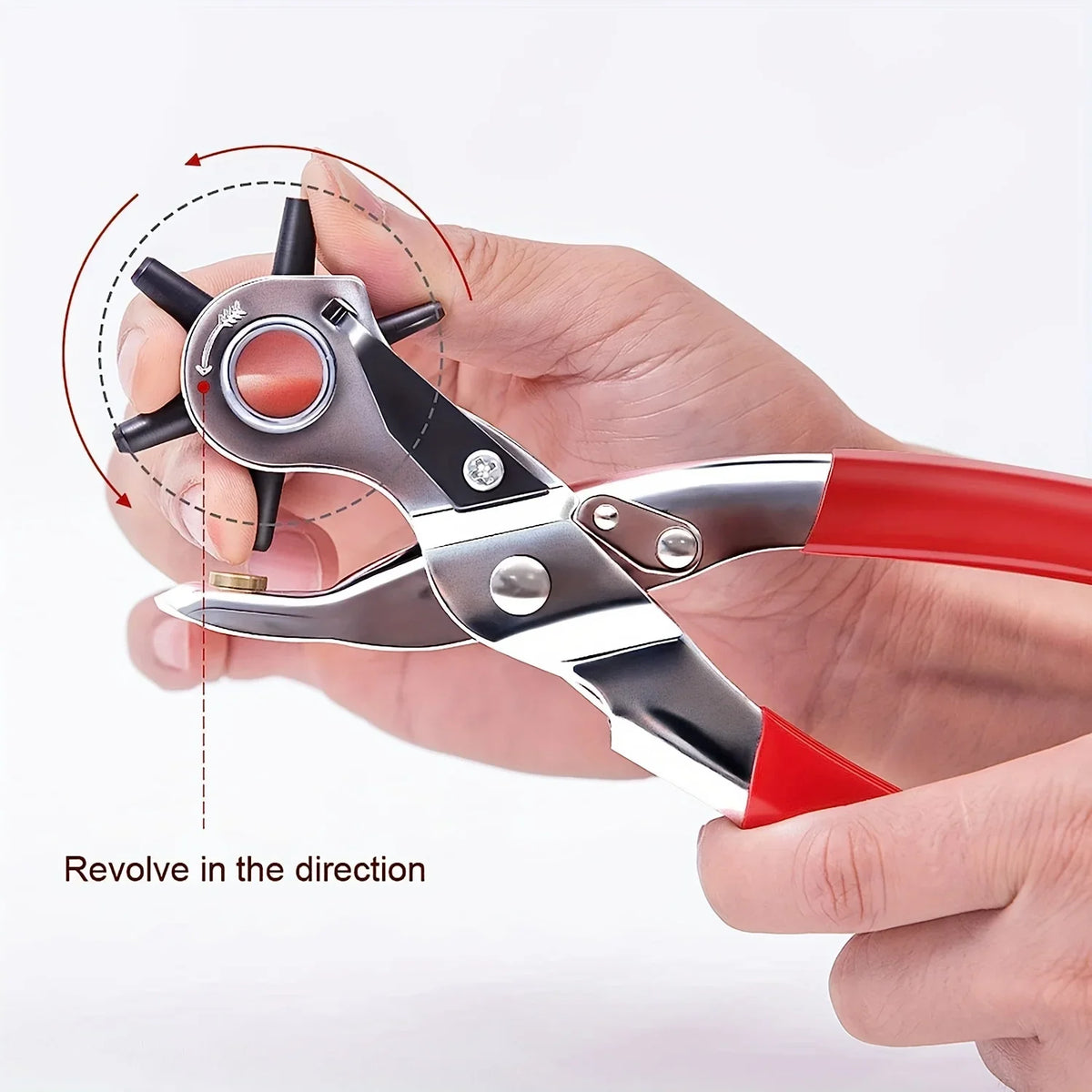 Heavy-Duty Leather Hole Punch with 6 Rotating Sizes