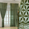 Olive Green Sheer Curtain with Geometric Floral Pattern