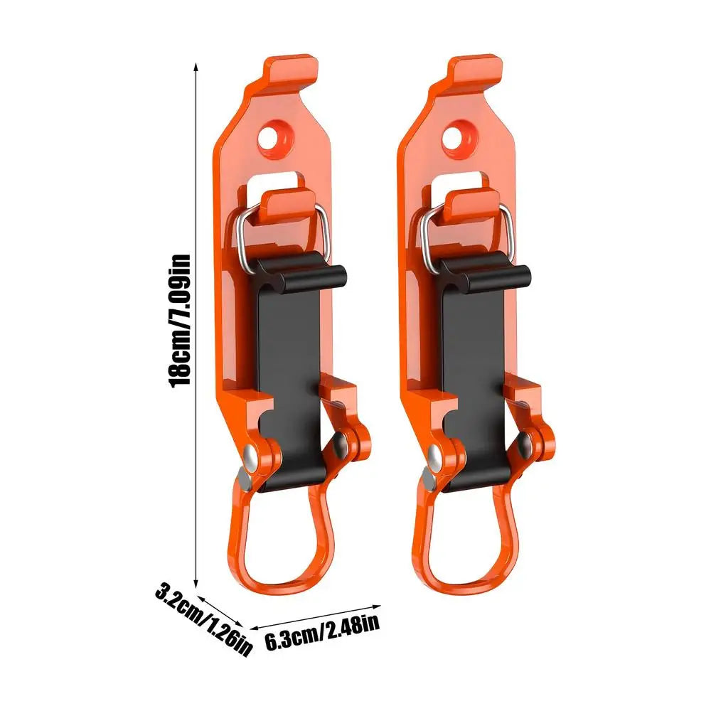 Orange heavy-duty quick release shovel holder designed for roof rack or wall mounting