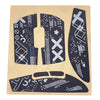 A set of black anti-slip mouse grip tape decals shaped like a mouse and a mouse pad.