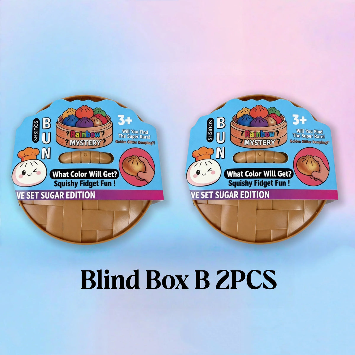 Blind Box B 2PCS of soft squishy fruit mystery toys with golden glitter