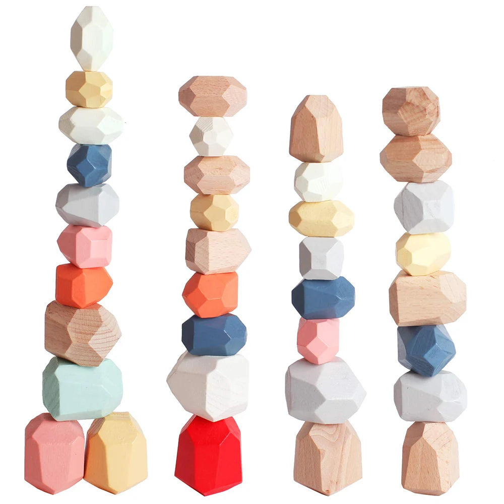 Wooden Stacking Rocks Toy for Kids