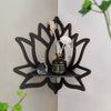 Handcrafted Lotus Wooden Wall Shelf with Cutout Design