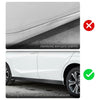 Image showing a white car side skirt and door edge protected by a self-adhesive PVC strip against scratches and abrasions.