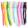 A variety of colorful braided nylon lanyards in various shades including orange, yellow, green, pink, and purple.