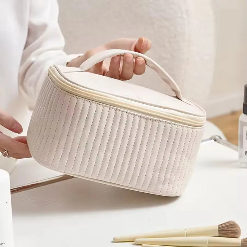 Portable Solid Color Makeup Organizer Bag