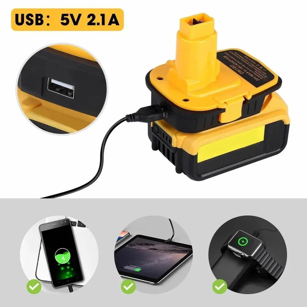 Geliger und schwarzer universeller Batterieadapter mit USB-Ausgang für die Umwandlung in Werkzeug-Stromversorgung