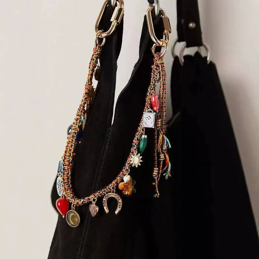 Beaded Keychain with Evil Eye Charm and Tassel