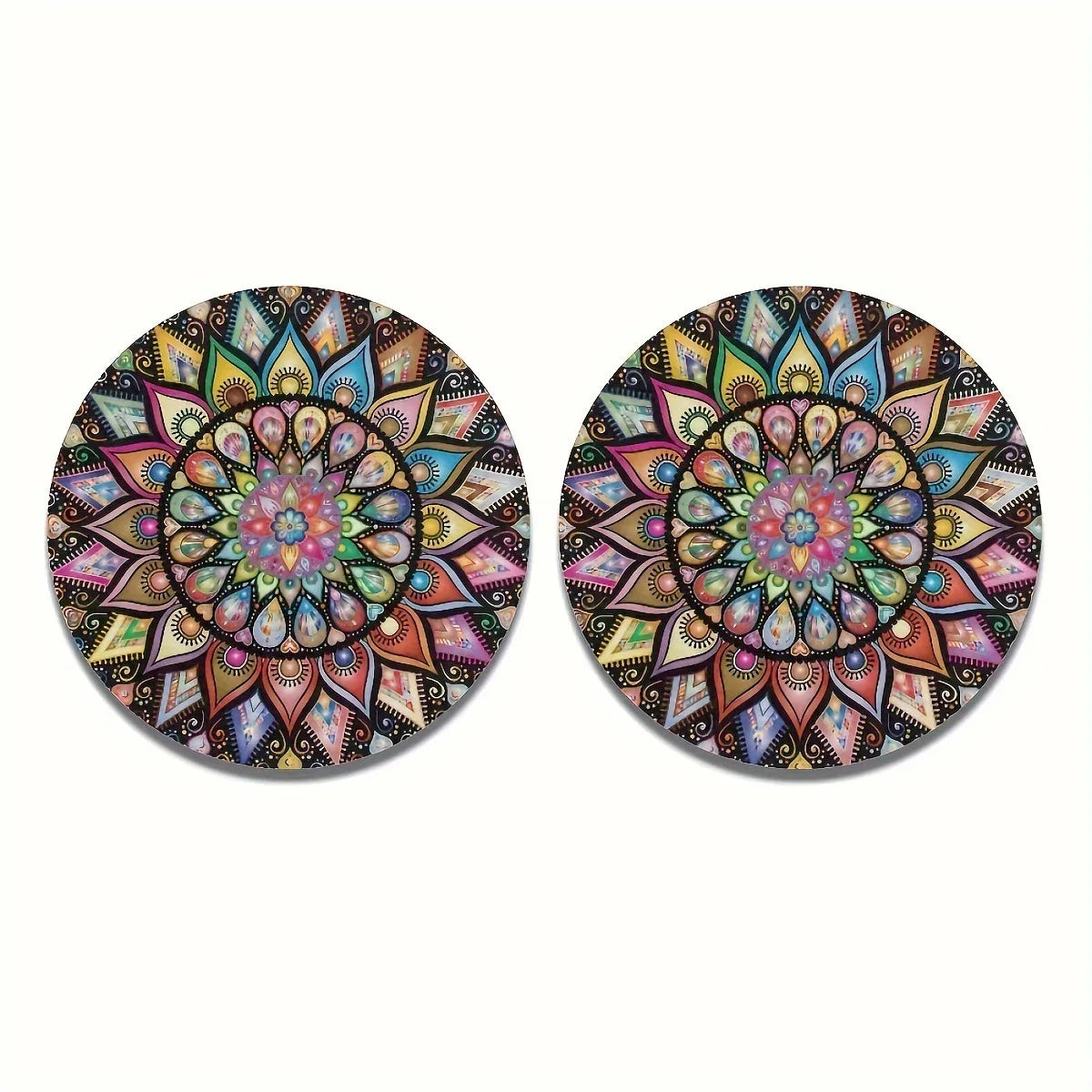 Vintage Mandala Silicone Cup Holder Coasters (Set of 2)