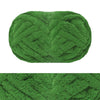 A ball of chunky green chenille yarn for hand knitting and crochet