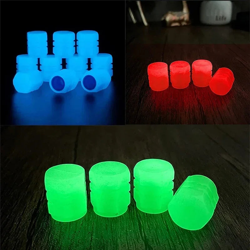 Glow-in-the-Dark Valve Caps for Car, Motorcycle & Bicycle Wheels (Set of 20)