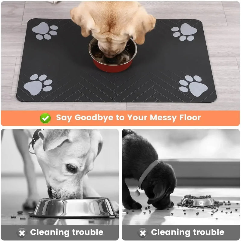 Absorbent Pet Feeding Mat with Anti-Slip Rubber Backing