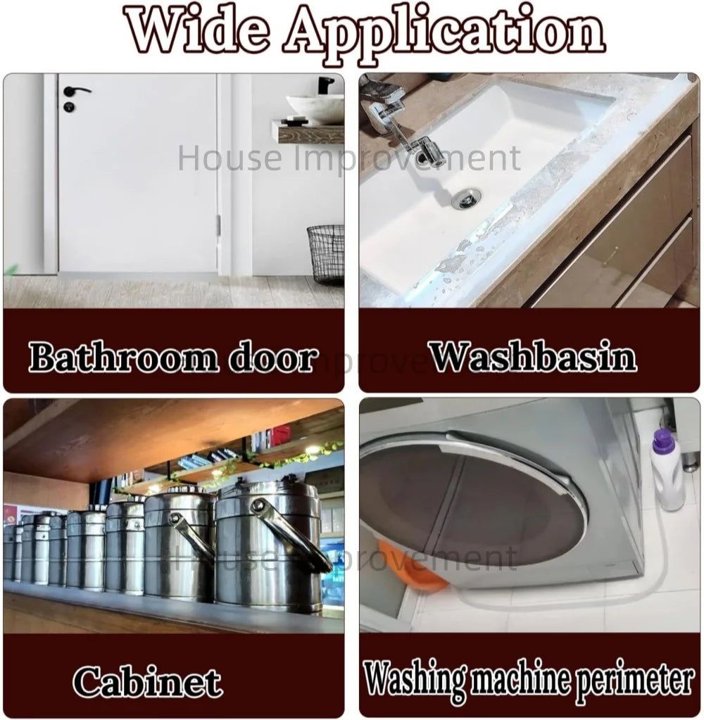 Flexible silicone shower threshold water dam used for bathroom dry-wet separation.