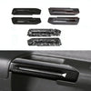 Set of carbon fiber door handle covers for Ford Mustang featuring various styles and finishes.