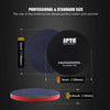 A professional polishing pad with a 5-inch diameter and a 0.6-inch rim shown next to its size reference.