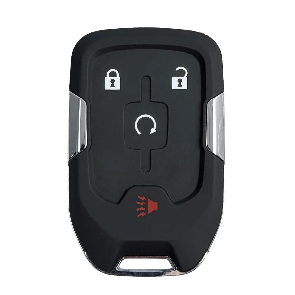 A black replacement remote key for a vehicle, featuring multiple locks and a central button.