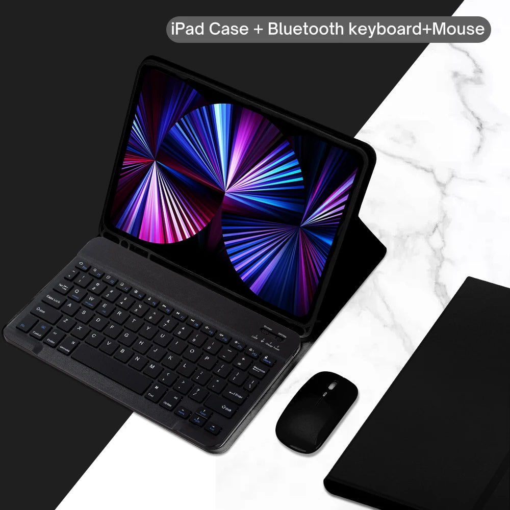 iPad Keyboard Case with Detachable Bluetooth Keyboard and Mouse