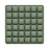 A square, olive green seat cushion designed for office, car, and travel use.