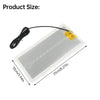 A flat, rectangular heating pad with a cord is shown, designed for desk or plant warmth.