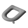 Gray soft EVA toilet seat cover with ribbed texture and a small tag.