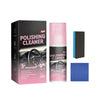 A bottle of Polishing Cleaner for car interior detail, featuring a pink liquid and black packaging.