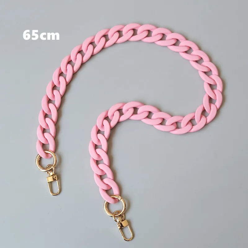 Matte Candy Pink Resin Handbag Chain – Detachable Shoulder Strap