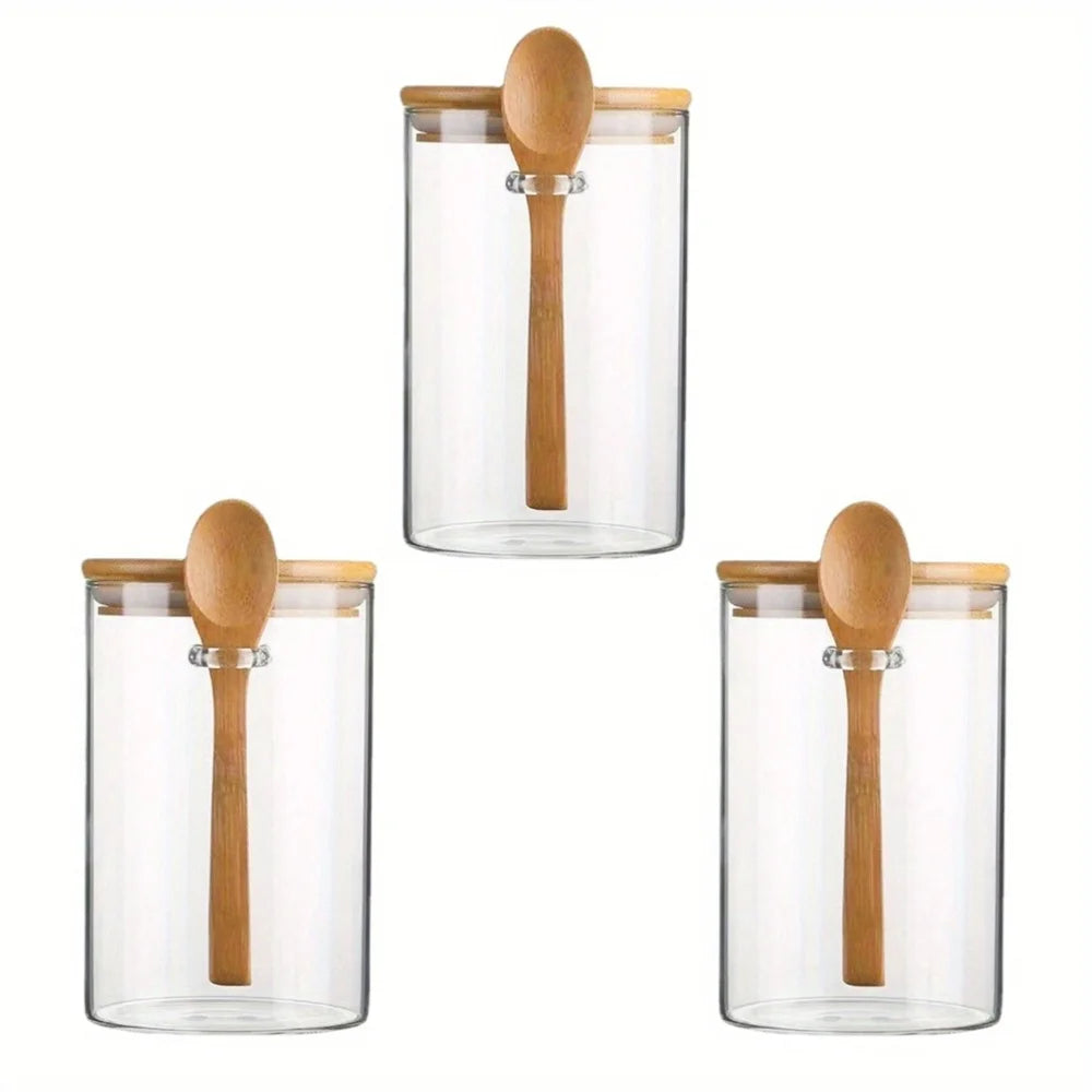 Airtight Glass Overnight Oats Jars with Spoon (16 oz)