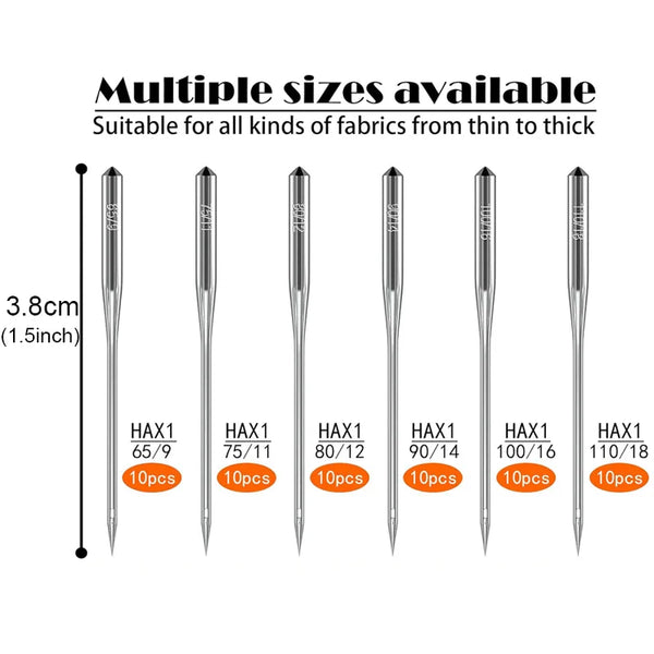 Universal Sewing Machine Needles - Multi-Pack Assorted Sizes for Home Machines