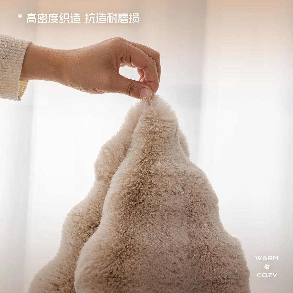 Plush Rabbit-Feel Sofa Cover with Anti-Slip Backing