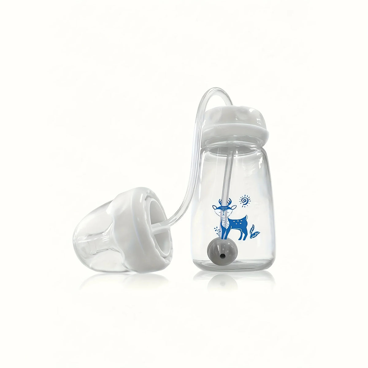 Hands-Free Self-Feeding Baby Bottle with Straw Brush (150ml)