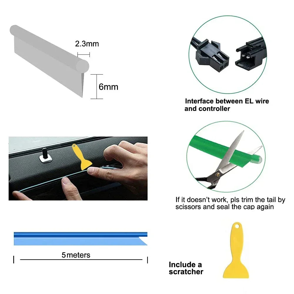 Flexible USB LED Neon Strip Light for Car & Home