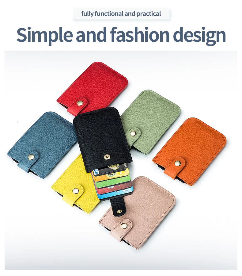 Slim Leather Card Holder with Quick-Access Pull Tab
