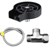 Black high pressure faucet glass rinser for bars and kitchens with a silver flexible hose