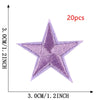 20-Piece Star Embroidery Patches with Iron-On Adhesive