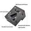Black electronic switch with a soft-touch button and LED indicator for headlights and fog lights