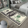 Alfombra antideslizante decorativa con diseño de billete de 100 dólares.