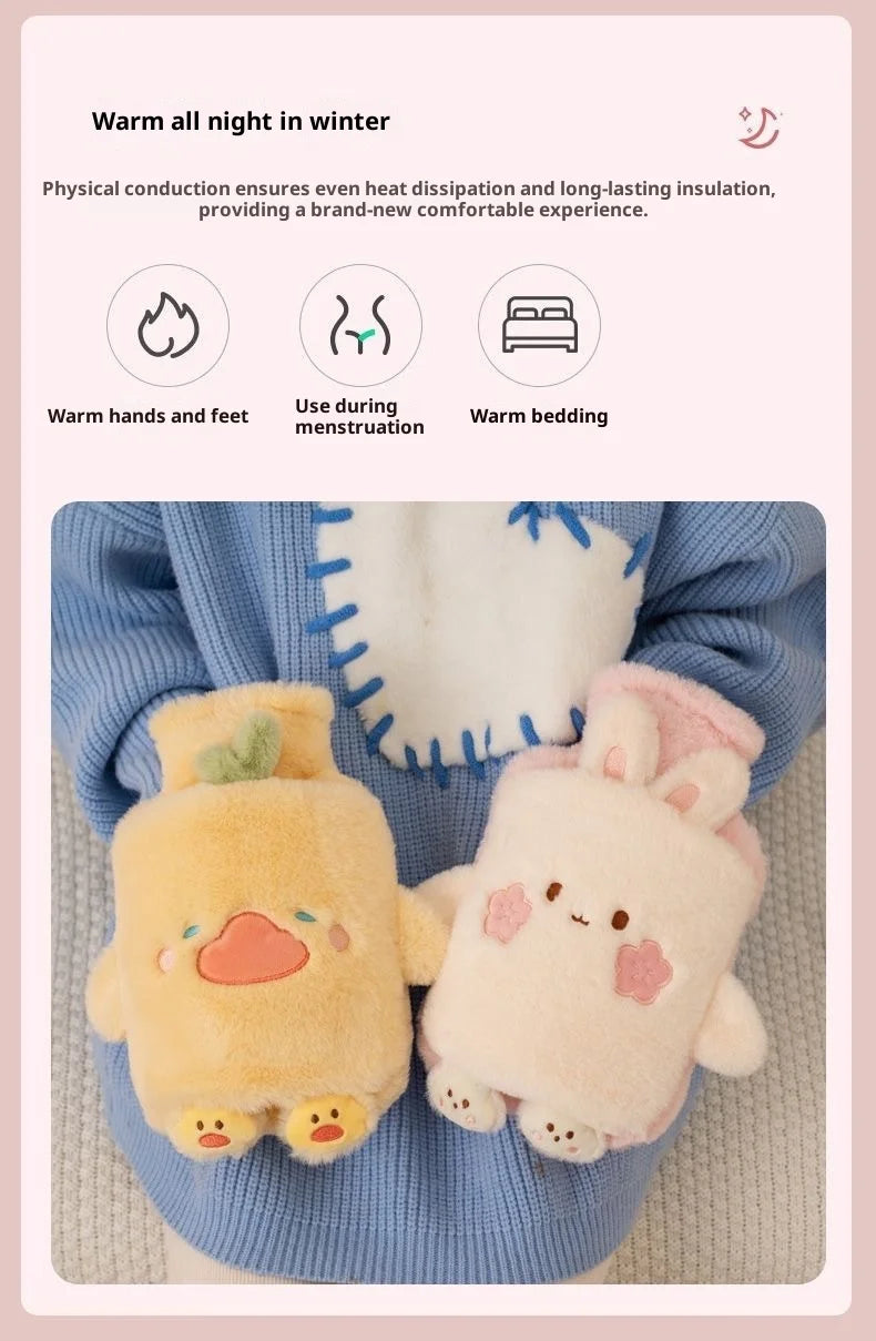 Adorable Plush Hot Water Bottle with Cozy Animal Cover