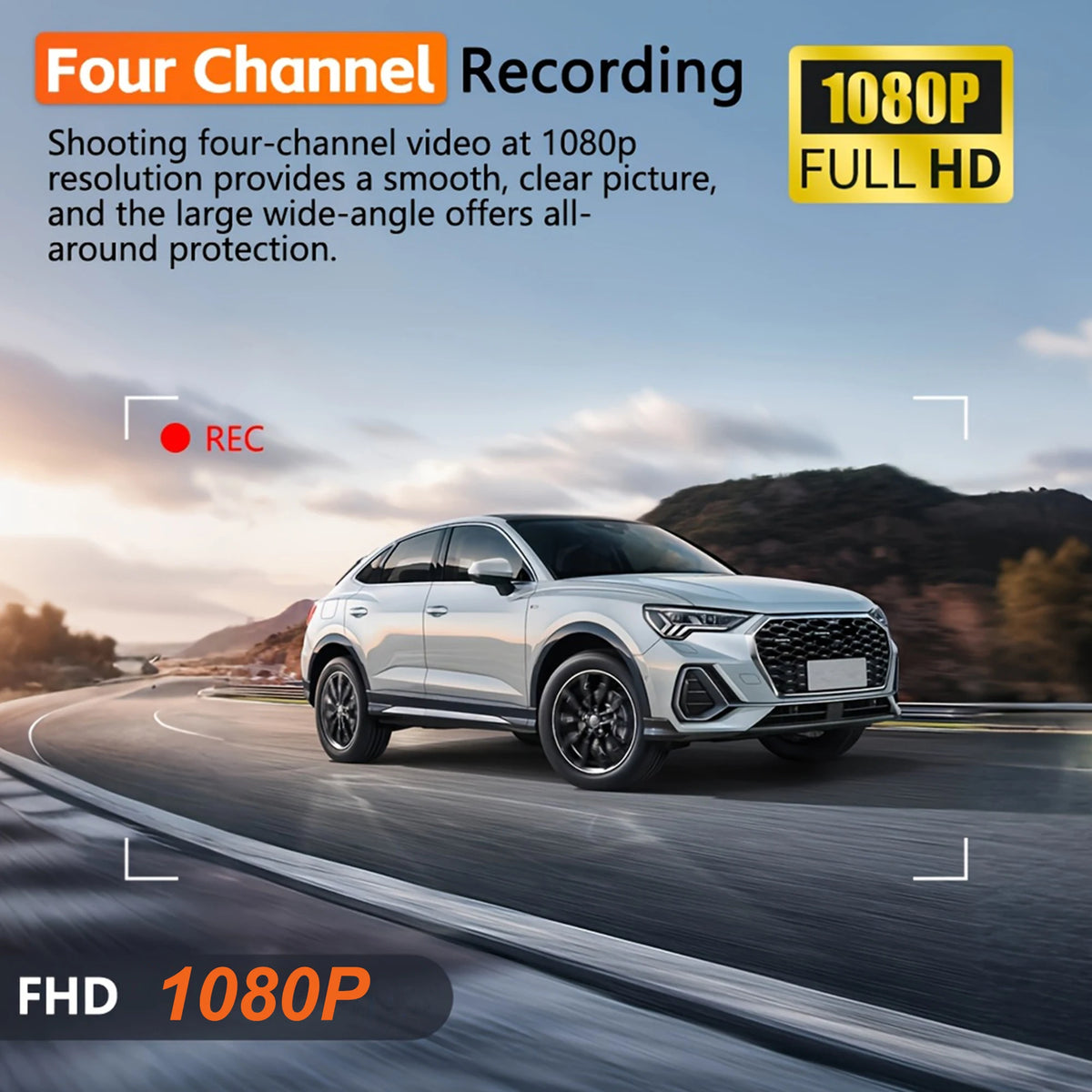 4-Channel 360° Dash Cam with Full Vehicle Coverage and Night Vision