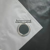 A white blackout curtain panel with a circular grommet showing the dimensions 4.06cm or 1.60inch.