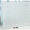 Frosted privacy window film with a horizontal striped pattern installed on a window.