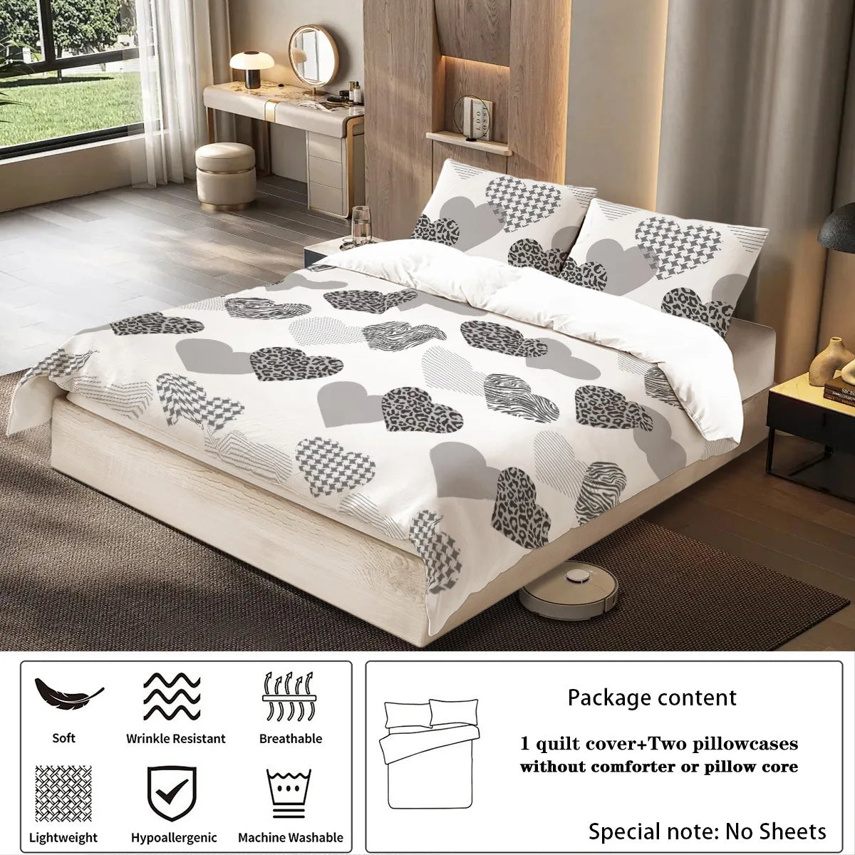 3-Piece Microfiber Comforter Set with Duvet Cover and Pillowcases