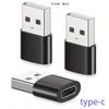 Three black USB-C to USB adapter cables are shown, including a connector and two separate units.