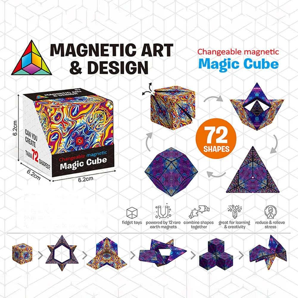 Magnetic Fidget Cube – Changeable 3D Puzzle for Stress Relief
